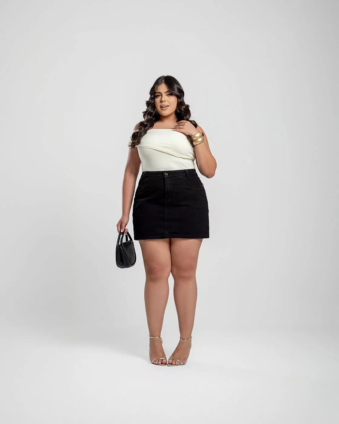 Saia Preta PLUS SIZE 100% Algodão