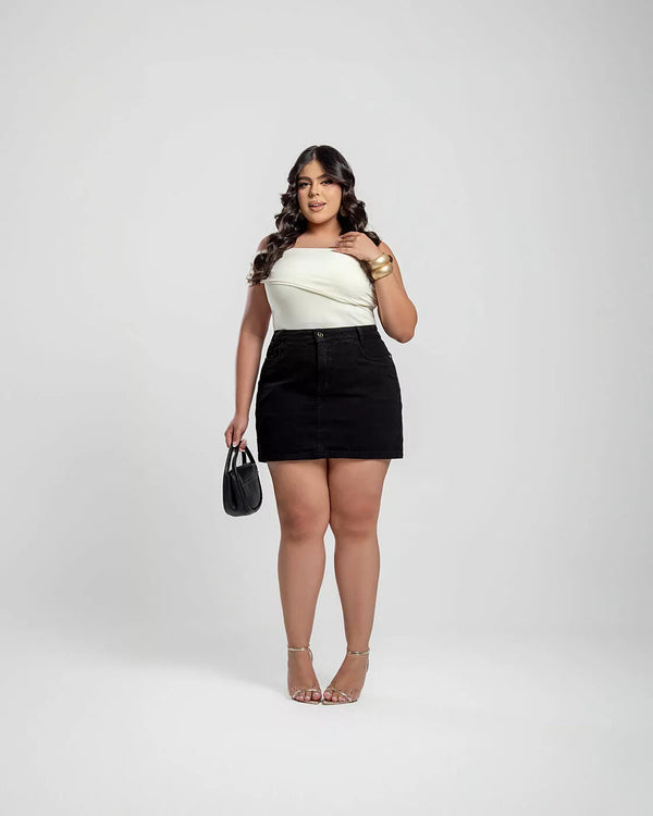 Saia Preta PLUS SIZE 100% Algodão