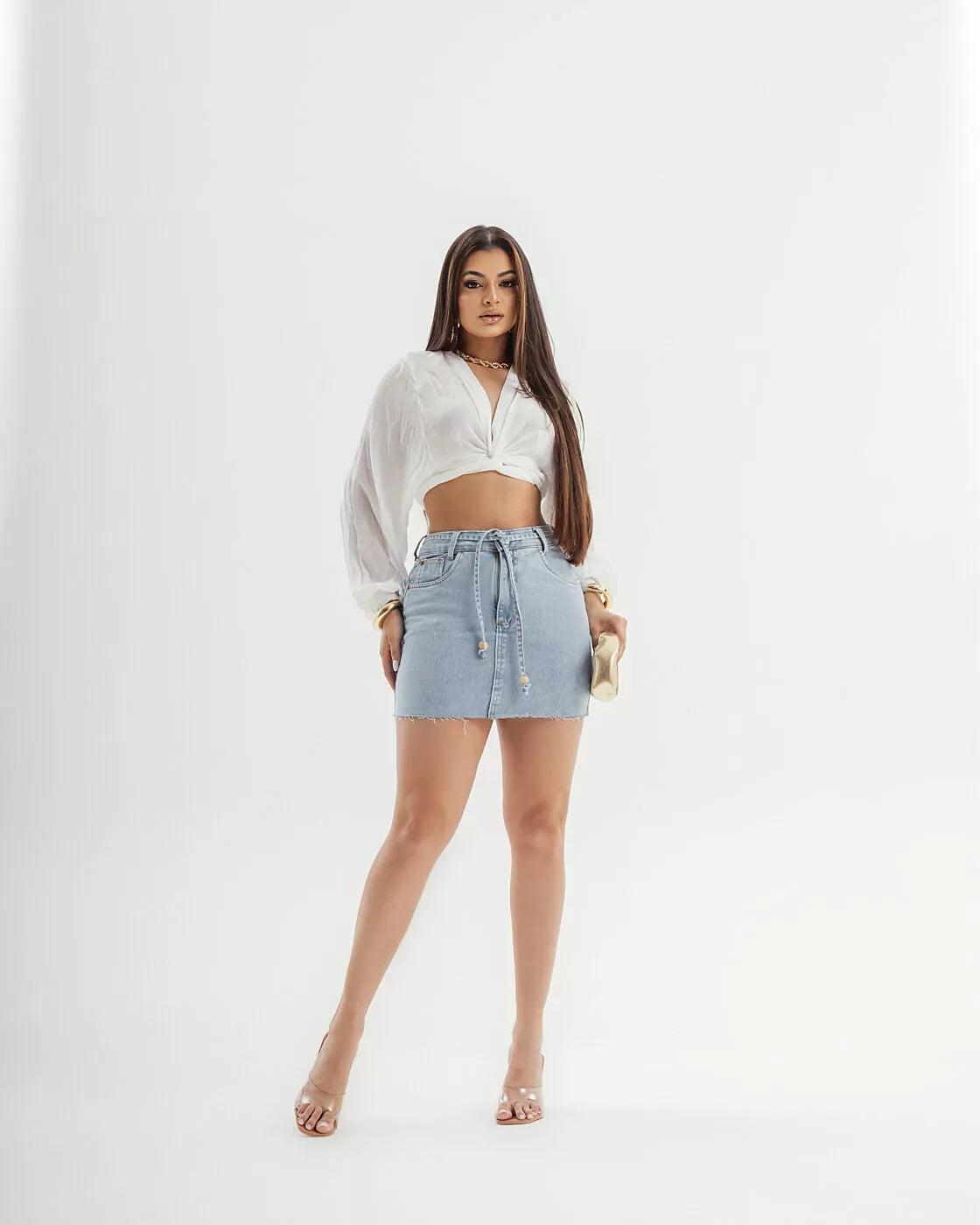 Saia Jeans STRETCH com CINTO