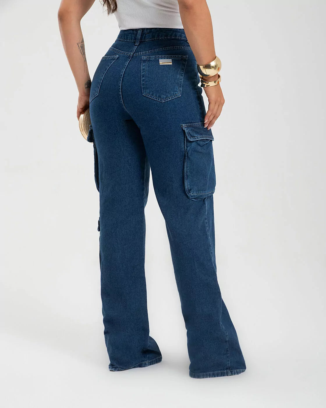 Calça Jean WIDE LEG CARGO Azul