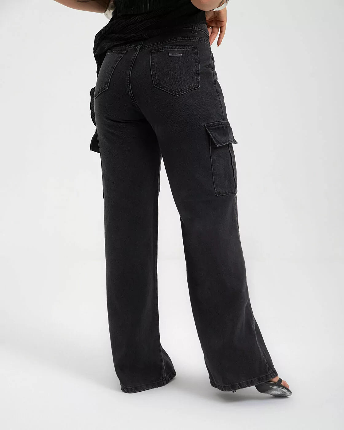 Calça Jeans WIDE LEG CARGO Preto Vintage