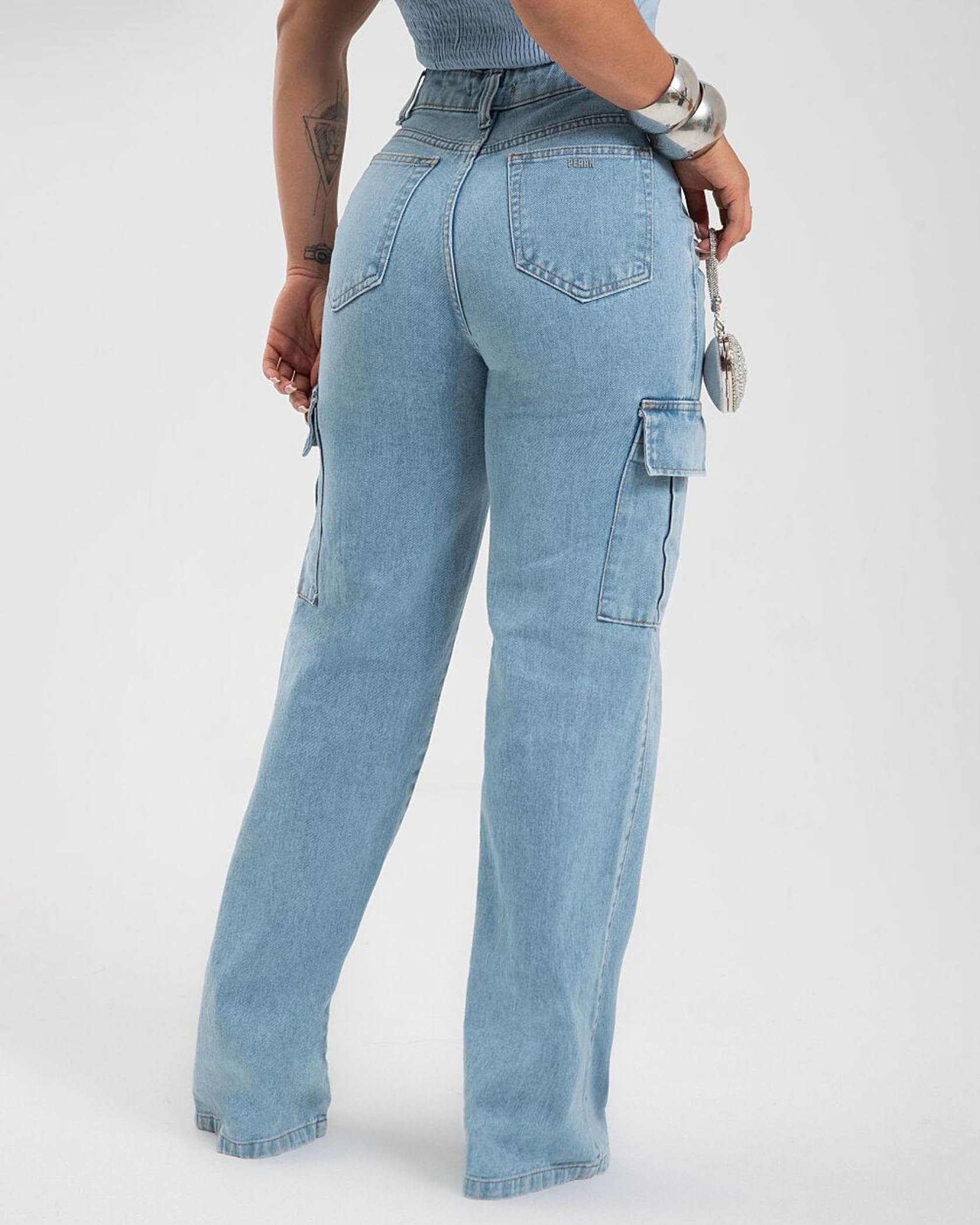Calça Jeans WIDE LEG CARGO - MEL CARTIER