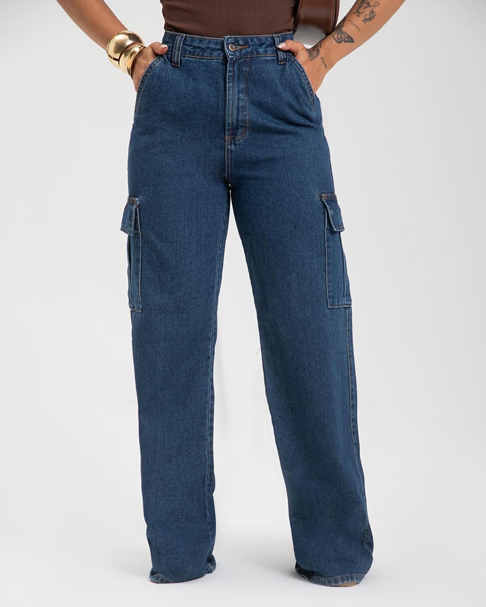 Calça Jeans WIDE LEG CARGO - KARMEN GARCIA OUTLET